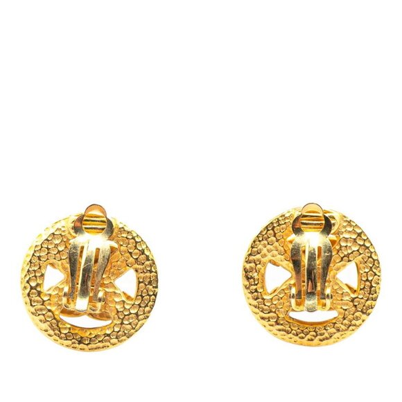 CHANEL Vintage Gold Logo Earrings - Picture 2 of 3